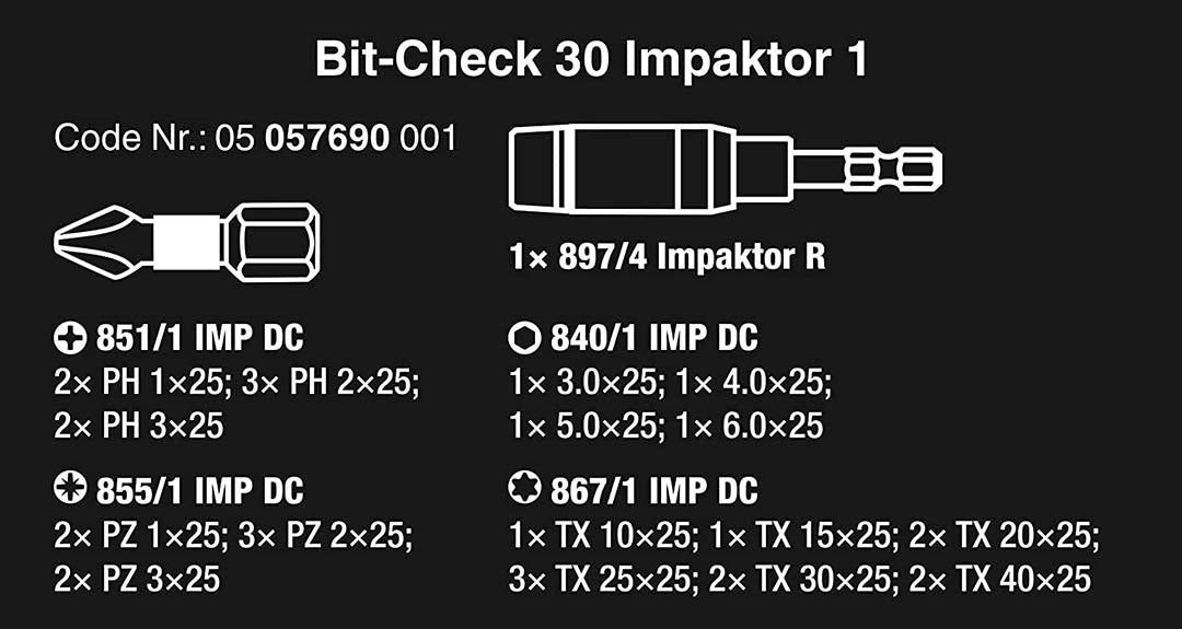 Wera Bit-check 30 "impact Ready" Diamond Coated Tips (30-piece Set)
