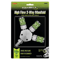 Flexzilla Pro High Flow 3 Way Manifold 3-8" Npt High Flow Couplers And Plug