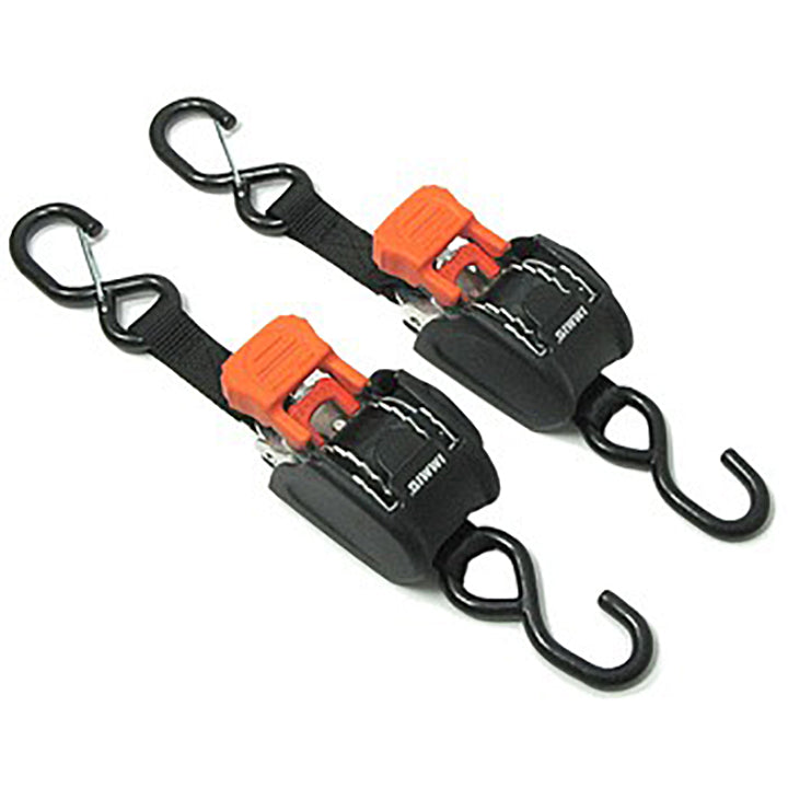 Cargobuckle 1" Retractable Tie Downs With Sewn S Hook (pair)