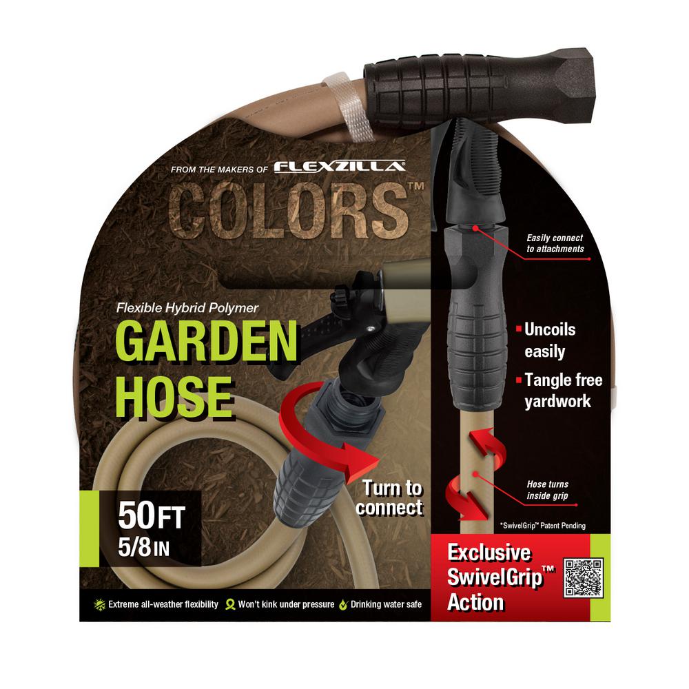 Flexzilla Colors Swivelgrip Garden Hose 5-8in X 50ft 3-4in   11 1-2 Ght Fittings Brown Mulch